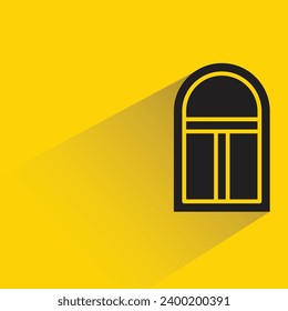arch window icon with shadow on yellow background