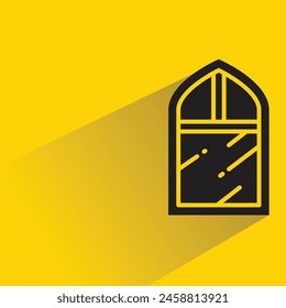 arch window icon with shadow on yellow background