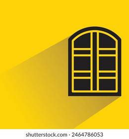 arch window icon with shadow on yellow background