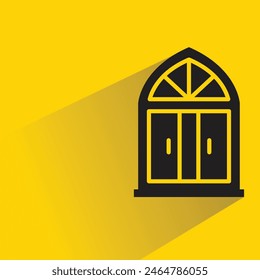 arch window icon with shadow on yellow background