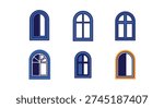 Arch Window Line art clean color illustration