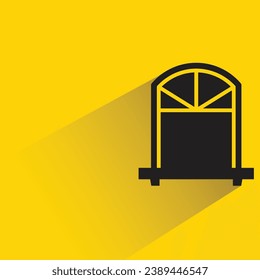 arch window with shadow on yellow background