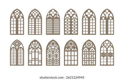 Arch windows collection. Vector illustration. 
