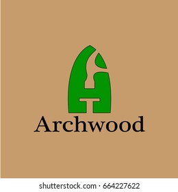 An arch wood emblem