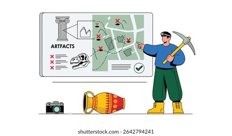 Archaeological Discovery Illustrated Through Map and Tools for Unearthing Historical Artifacts Insights
