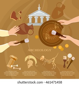 Archaeological excavation achaeologists unearth ancient artifacts ancient history vector illustration 