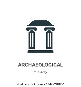 Archaeological glyph icon vector on white background. Flat vector archaeological icon symbol sign from modern history collection for mobile concept and web apps design.