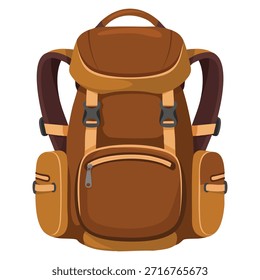 Archaeological research backpack inventory of scientists graphic elements website icons stickers kids tool carrying bag instrument equipment vector illustration