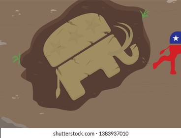 archaeological site digging vector illustration