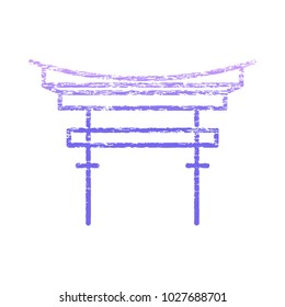 Archaeological site, Itsukuhima landmark vector icon