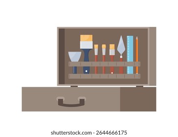 Archaeological tools, set. Brushes instruments for excavating historical treasures.