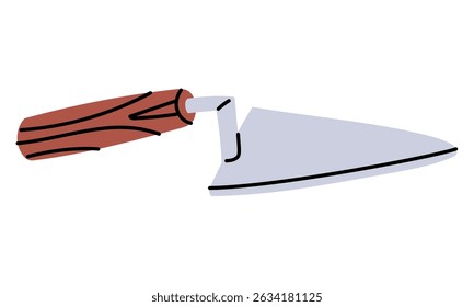archaeological trowel, truel, Marshalltown. Excavation tools. Manual power. Flat color illustration. working tools isolated. It is suitable educational materials, subjects related, travel, archeology