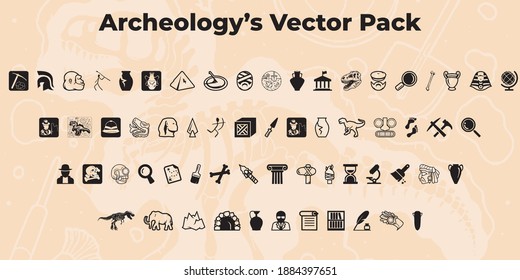 archaeological vector collection, archaeologist tools, mascot, etc