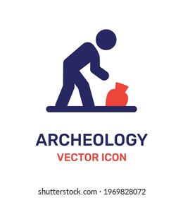 Archaeologist found antique pottery icon vector illustration