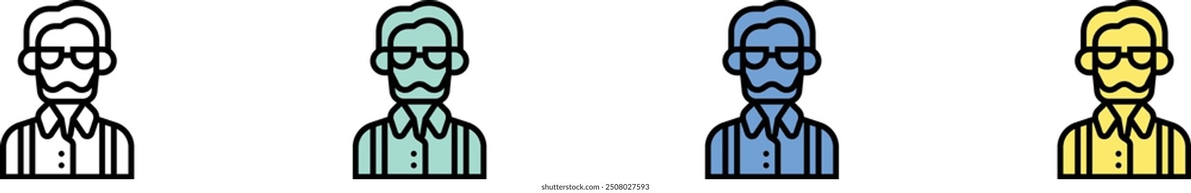 archaeologist icon. Outline, Green, Blue and Yellow Style Design Isolated On White Background
