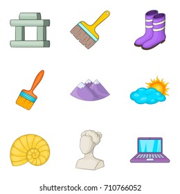 Archaeologist icons set. Cartoon set of 9 archaeologist vector icons for web isolated on white background