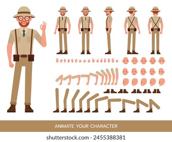 Archaeologist man wear brown suit character vector illustration design. Create your own pose.