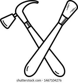 Archaeologist tools icon in outline style. Coloring template for modification and customizing  according to a specific task .