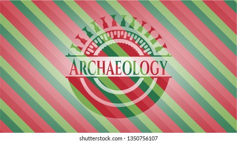 Archaeology christmas colors style badge.