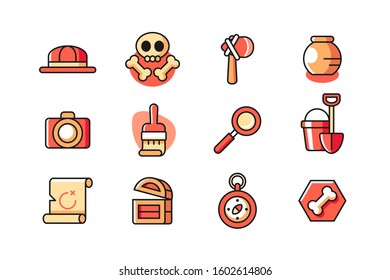 Archaeology icon set vector design