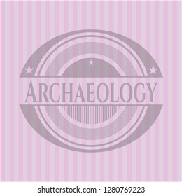Archaeology pink emblem. Retro