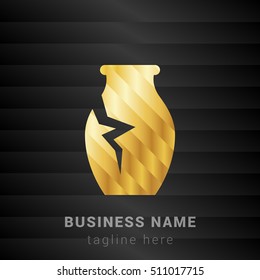 Archaeology pot Gold and Black silk fashion premium icon / Logo