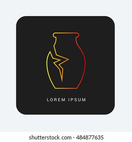 Archaeology pot Red & Orange gradient attractive line thin icon / logo design