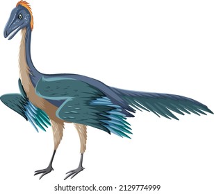 Archaeopteryx dinosaur on white background illustration