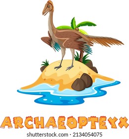 Archaeopteyx standing on island illustration