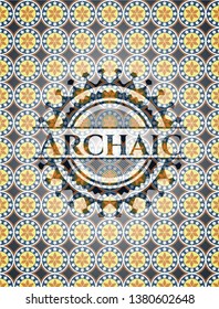 Archaic arabic style badge. Arabesque decoration.