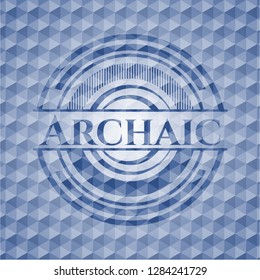 Archaic blue polygonal emblem.