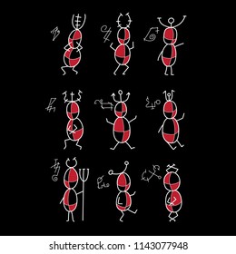Archaic cave of idols. For printing on T-shirt and other accessories