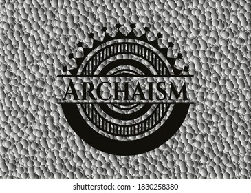 Archaism retro style black emblem with grey bubbles background. Vector Illustration. Detailed. 