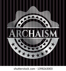 Archaism silvery emblem. Vector Illustration. Mosaic.