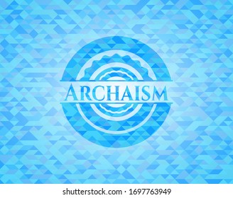 Archaism Sky Blue Emblem With Mosaic Background