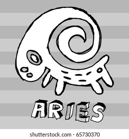 archaistic horoscope, hand drawn sign of the zodiac aries