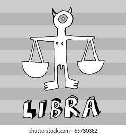 archaistic horoscope, hand drawn sign of the zodiac libra