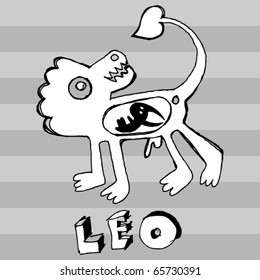 archaistic horoscope, hand drawn sign of the zodiac leo