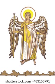 Archangel Gabriel in the Byzantine style on a white background