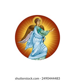 Archangel Gabriel Christian illustration in Byzantine style 