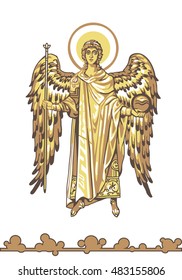 Archangel Gabriel in four colors on a white background