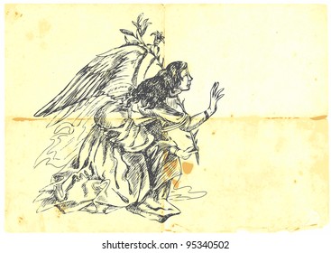 Archangel GABRIEL - hand-drawn (with good precision level of detail), a series of four archangels. The other three also in the portfolio.