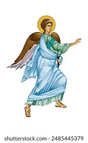 Archangel Gabriel illustration in Byzantine style isolated