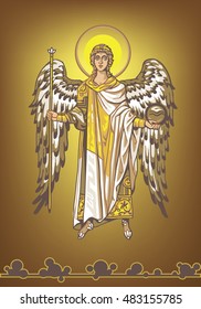 Archangel Gabriel on a gold background