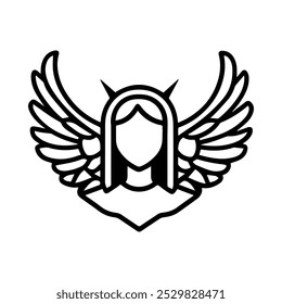 archangel icon or modern line symbol. Vector line art and icon design with bold outline. Black and white Pixel Perfect minimalistic symbol isolated white background. Silhouette simple thin sign