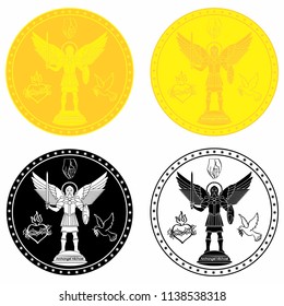 Archangel Michael medal gold and black fill.