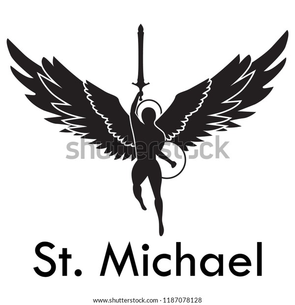 Archangel Michael Tattoologo Highly Customizable Stok Vektor Telifsiz 1187078128