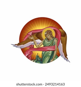 Archangel. Orthodox illustration in Byzantine style 