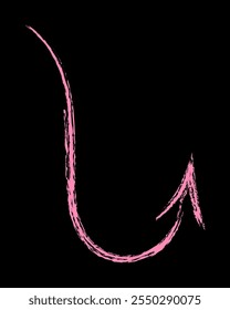 Arched arrow up color. Chalk hand drawn arrow.