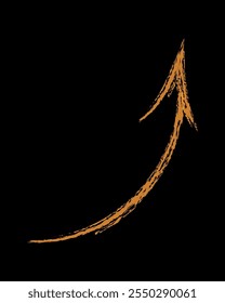 Сhalk arched arrow up color. Hand drawn arrow.